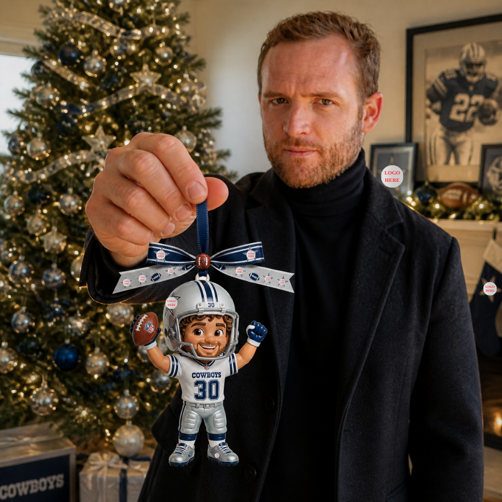 Custom Photo Football Christmas Ornament, Personalized Sports Tree Decoration, Gift for Football Fans hn26082026