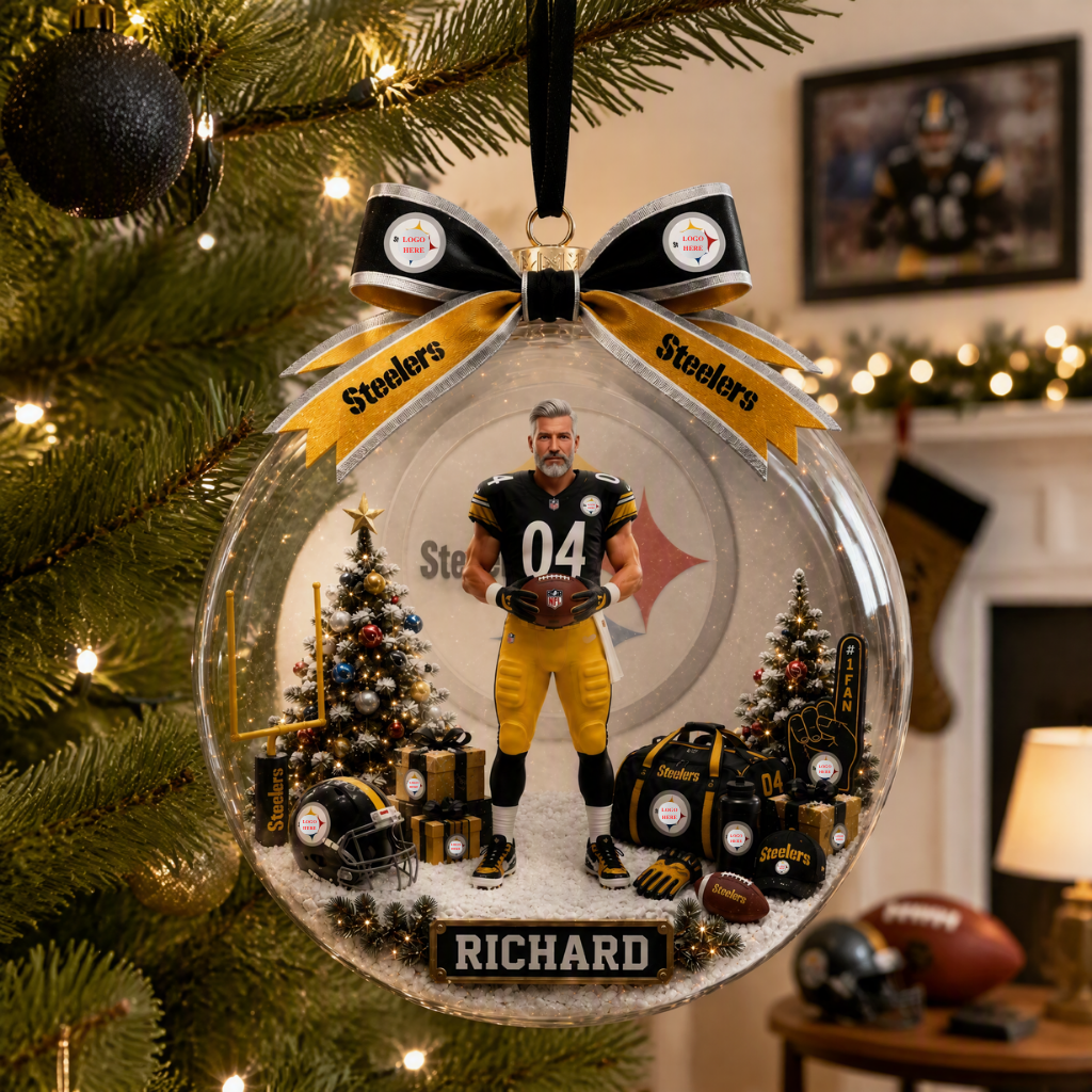 Custom Photo Name Football Christmas Ornament, Personalized Sports Fan Tree Decoration, Gift for Football Fans hn29082026