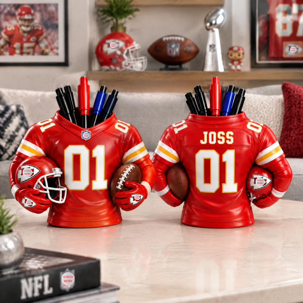 Custom Football Jersey Pen Holder With Name, Personalized Desk Organizer, Gift for Football Fans and Sports Lovers hn30092026