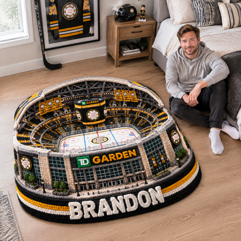 Custom Hockey Stadium Rug With Name, Personalized Tufted Ice Hockey Arena Floor Decor, Unique Gift for Hockey Fans and Collectors hn19102026