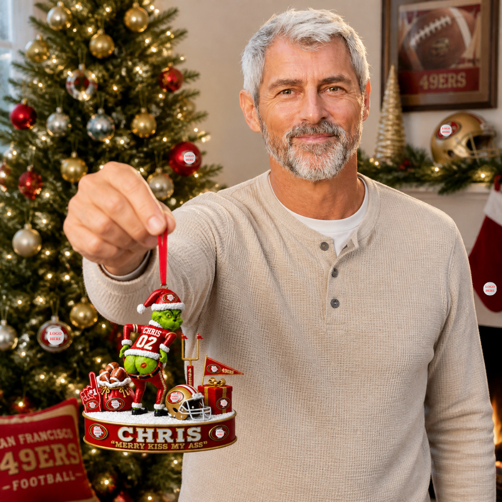Custom Name Christmas Football Ornament, Funny Personalized Sports Tree Decoration, Gift for Football Fans hn26082026