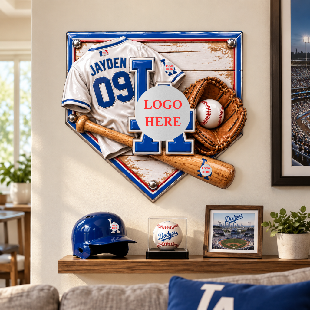 Personalized Baseball Metal Sign With Custom Name and Number, Jersey Wall Decor, Baseball Bat and Glove Artwork, Gift for Baseball Fans hn30102026