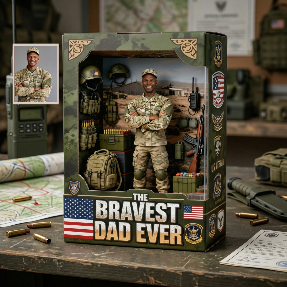Custom Photo Plaque – Best Dad Ever Gift, Personalized Figure Display Box, Unique Gift for Father, Birthday, Father’s Day Gift