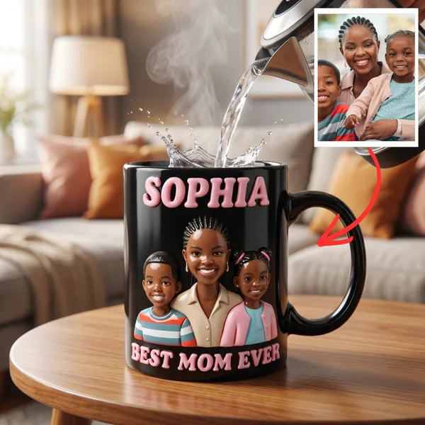 Personalized Mom Heat Changing Mug – Custom Photo Family Mug, Mother’s Love Coffee Mug, Color Changing Mug Gift for Mom, Custom Name Mug