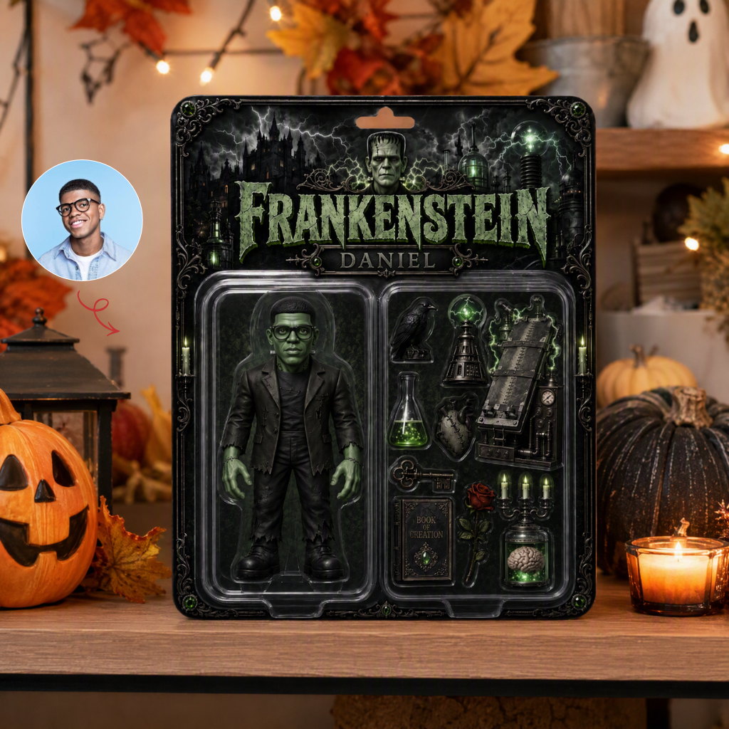 Custom Photo Name Horror Box Plaque, Personalized Zombie Inspired Collectible Display, Gift for Horror Fans hn20082026