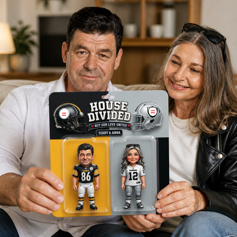 Custom Photo "House Divided" Plaque - Personalized Gridiron Rivalry Couple Plauque hn14072026