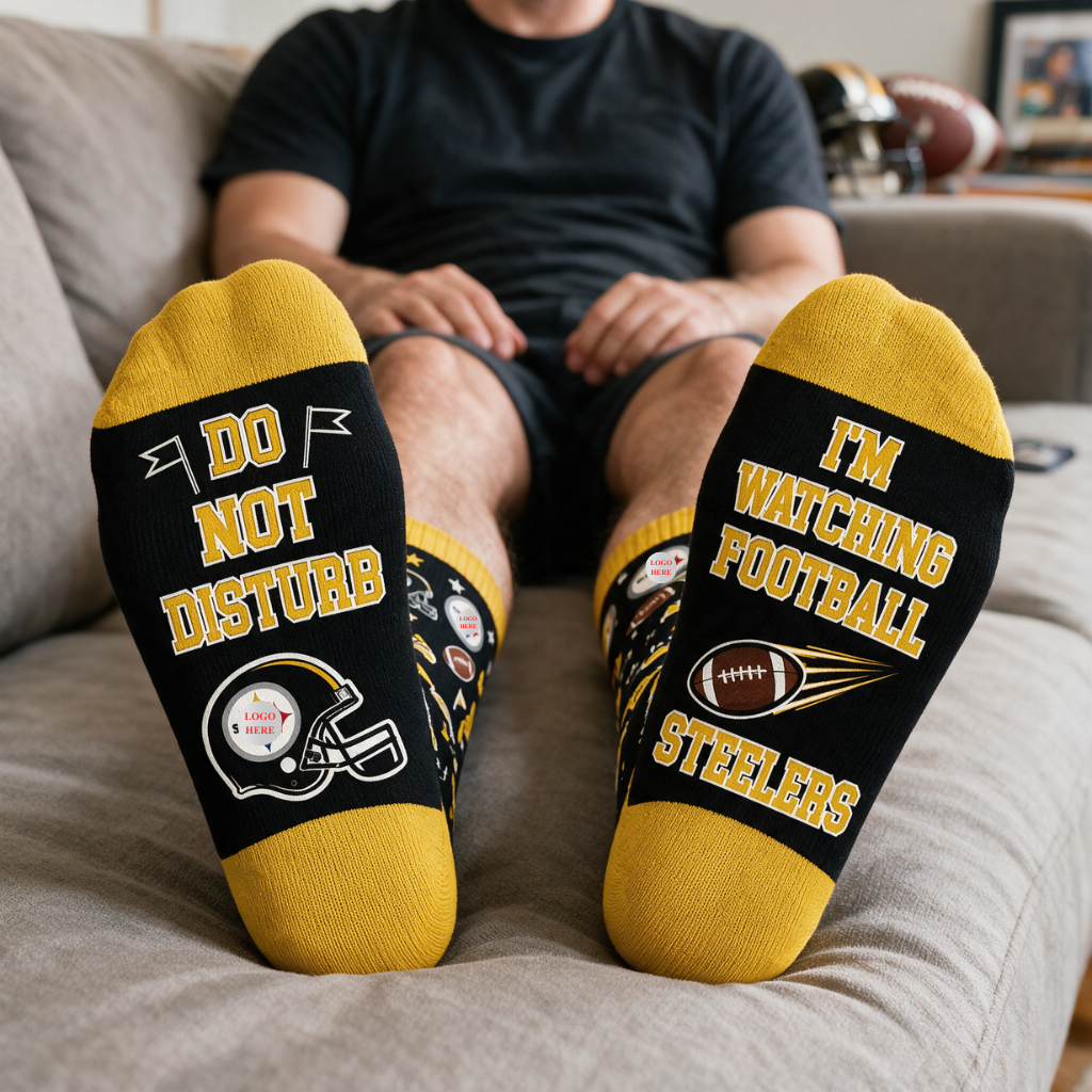 Football Socks With Team Style Design, Sports Fan Crew Socks, Gift for Football Lovers, Players and Game Day Fans hn09102026