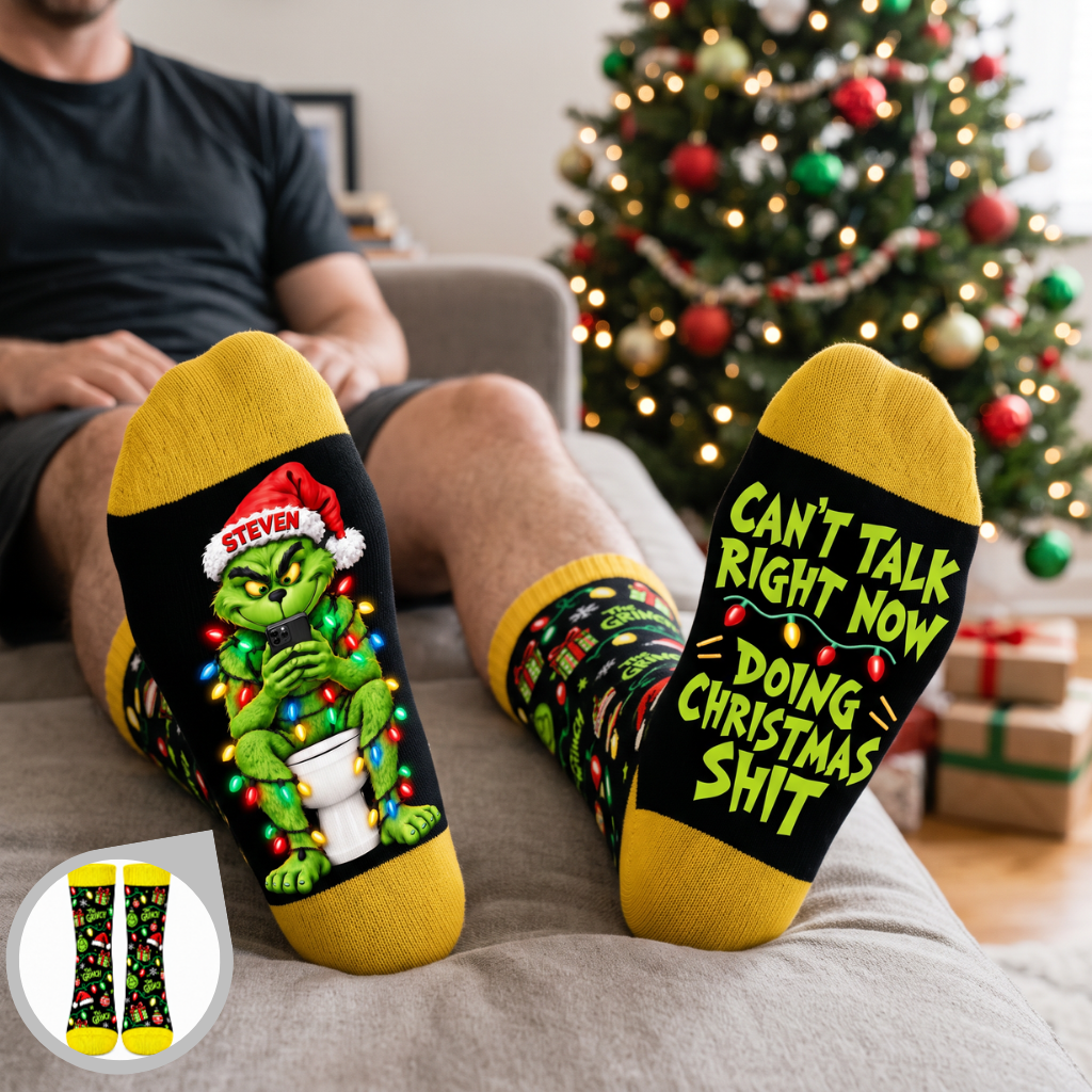 Funny Christmas Socks With Custom Name, Personalized Holiday Crew Socks, Gift for Christmas Lovers, Friends and Family hn10102026