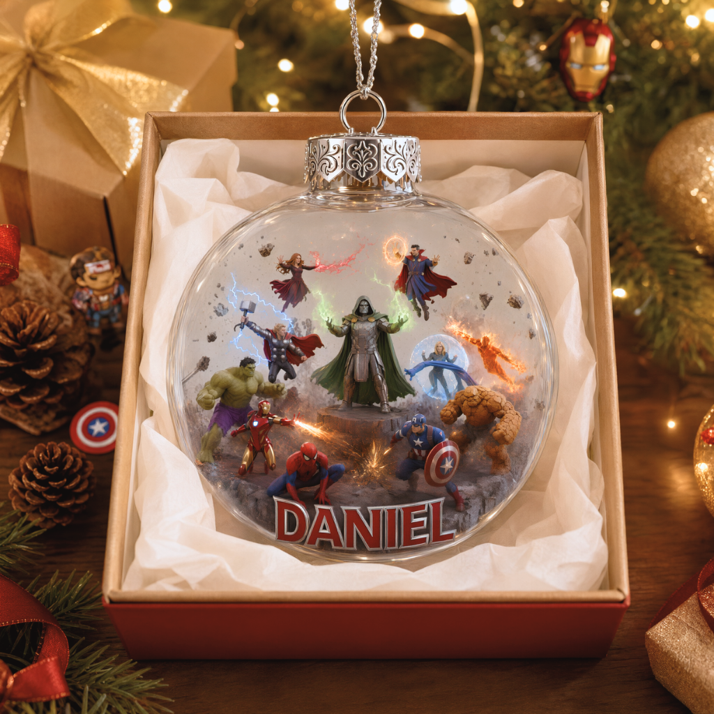Custom Superhero Christmas Ornament With Name, Personalized Fantasy Holiday Tree Decoration, Gift for Comic Fans and Collectors