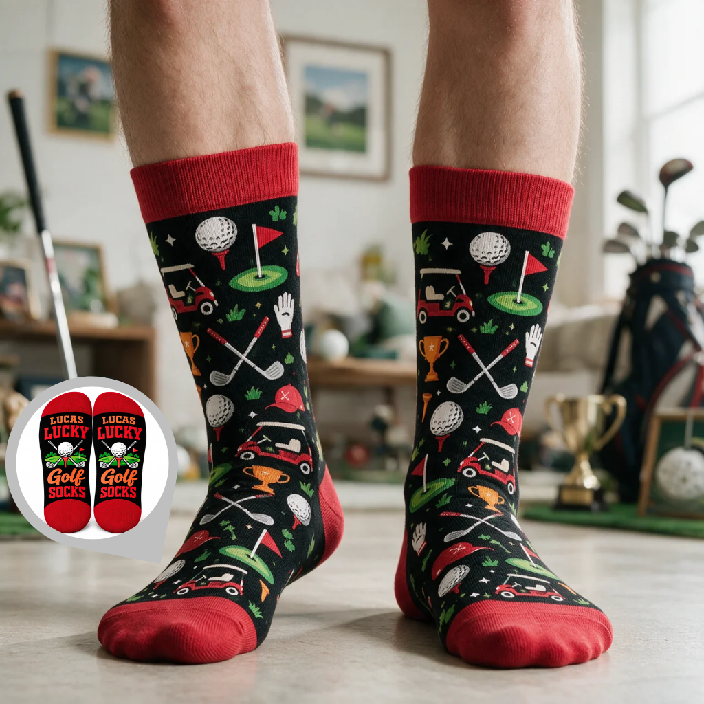 Custom Golf Socks With Name, Personalized Funny Golf Lover Socks, Gift for Golf Players, Golfers and Sports Fans hn08102026