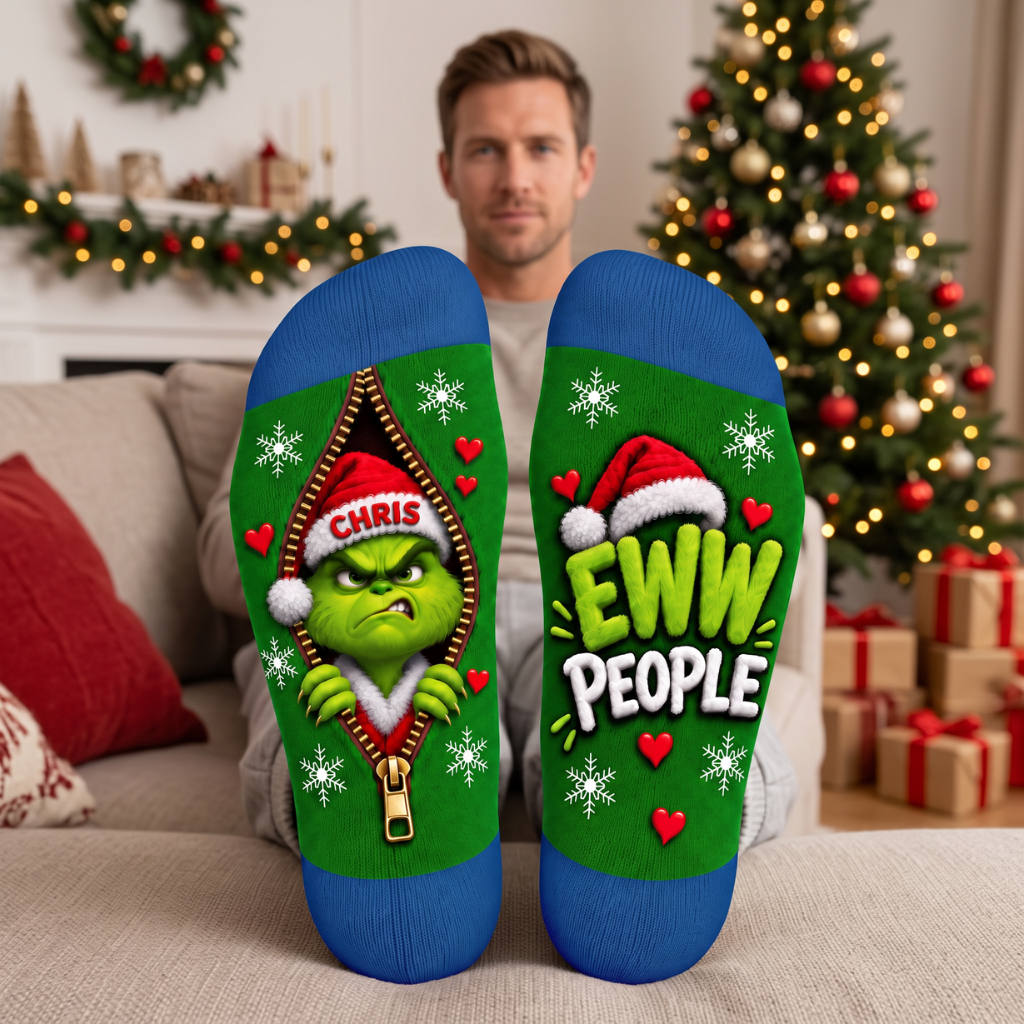 Custom Christmas Socks With Name, Personalized Holiday Crew Socks, Funny Xmas Gift for Christmas Lovers and Holiday Fans hn29092026