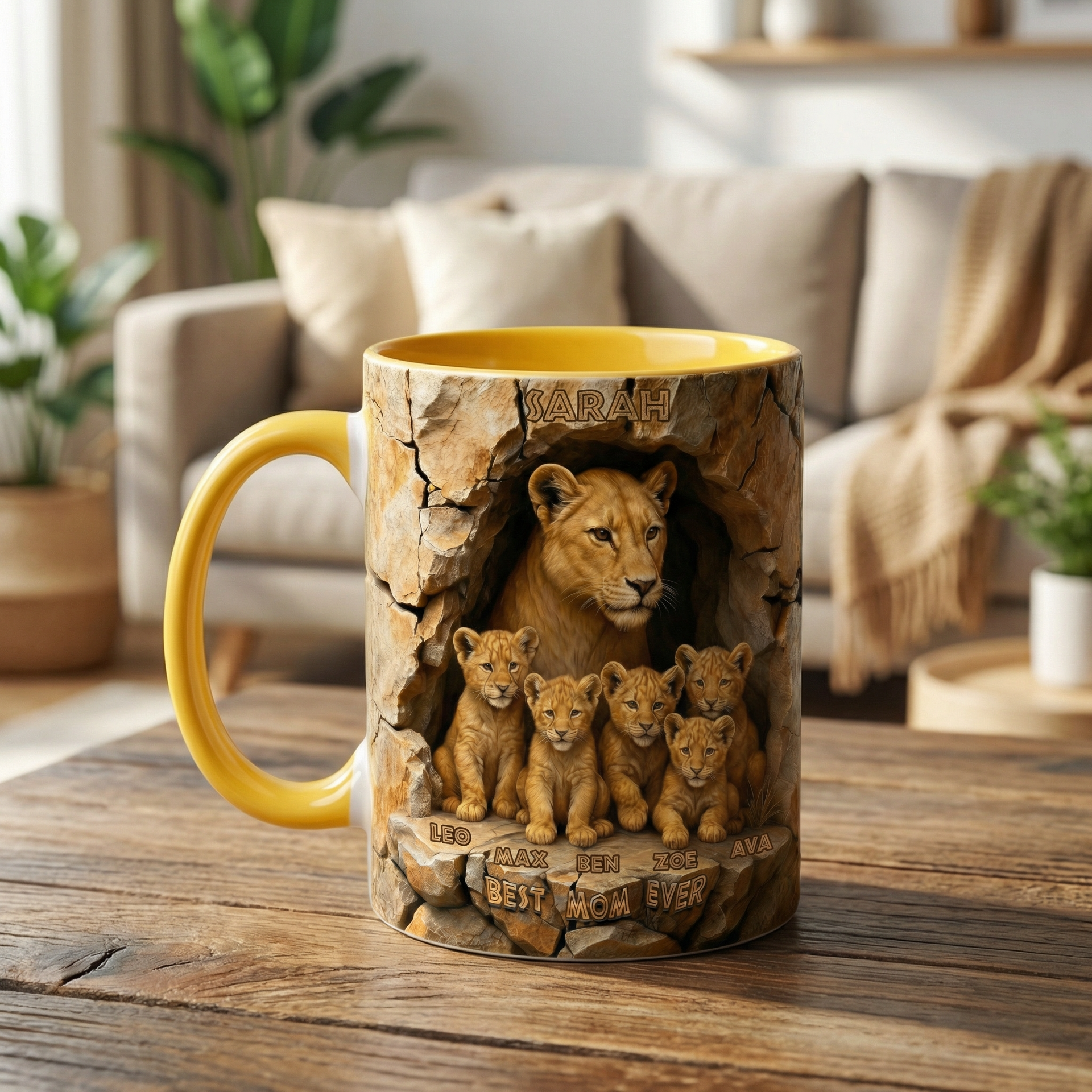 Custom Lion Mom Mug With Kids Names – Best Mom Ever Ceramic Mug, Gift For Mom