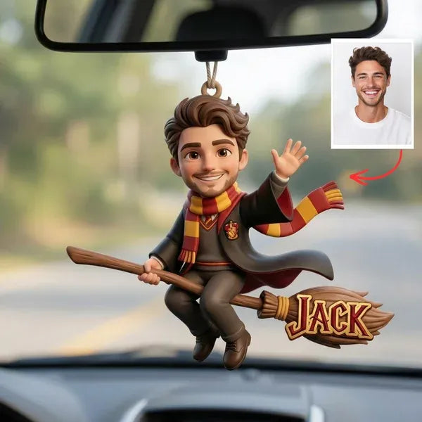 Personalized Car Hanging Ornament – Custom Photo Car Charm, Custom Face Hanging Decor, Gift for Him, Gift for Boyfriend, Cute Car Mirror Accessory