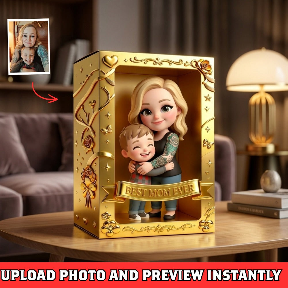 Personalized Mom & Child Plaque Custom Photo – Best Mom Ever Gift, Custom 3D Figurine Gift for Mom, Mother’s Day Gift from Kids