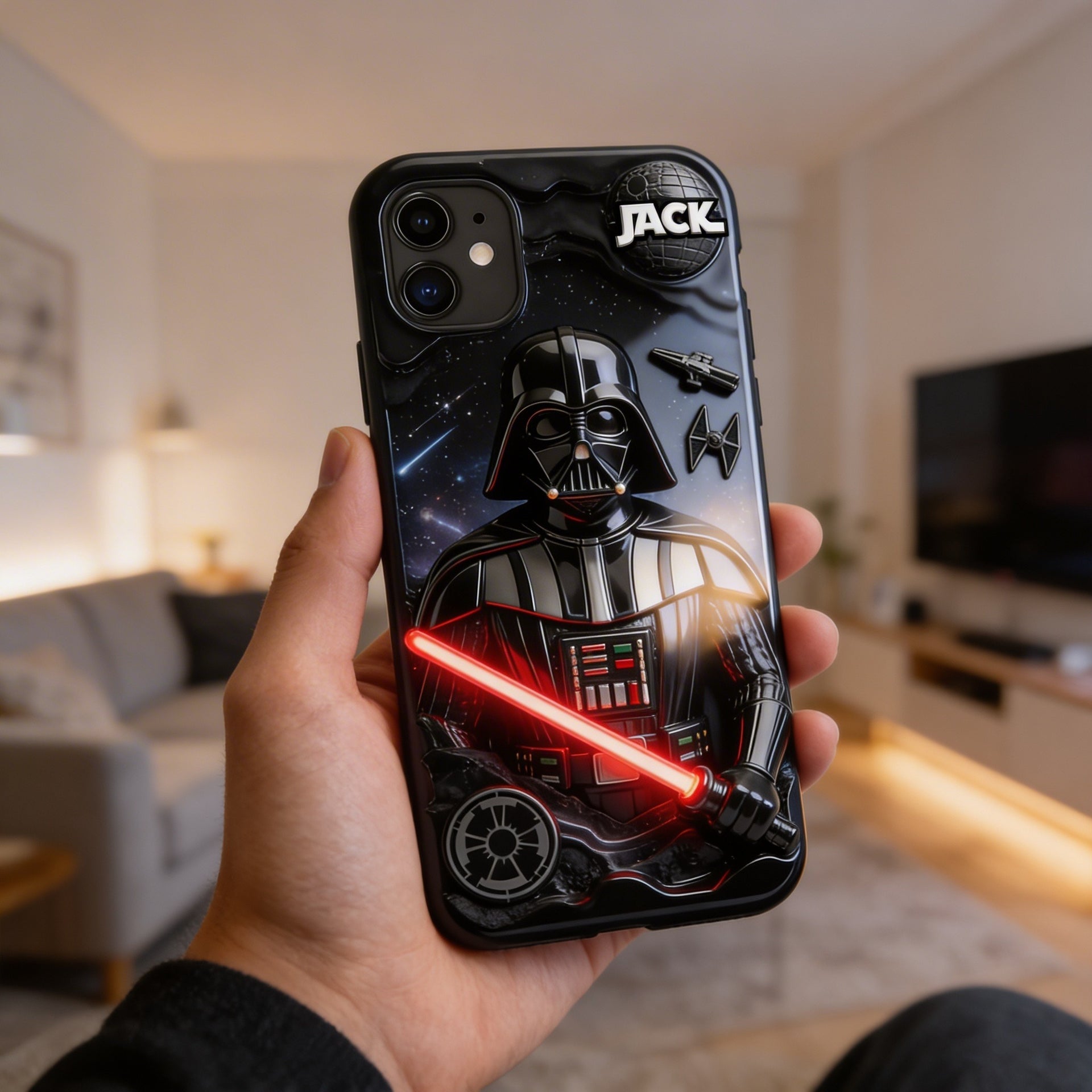 Personalized Phone Case with Custom Name – Dark Sci-Fi Character Style Design