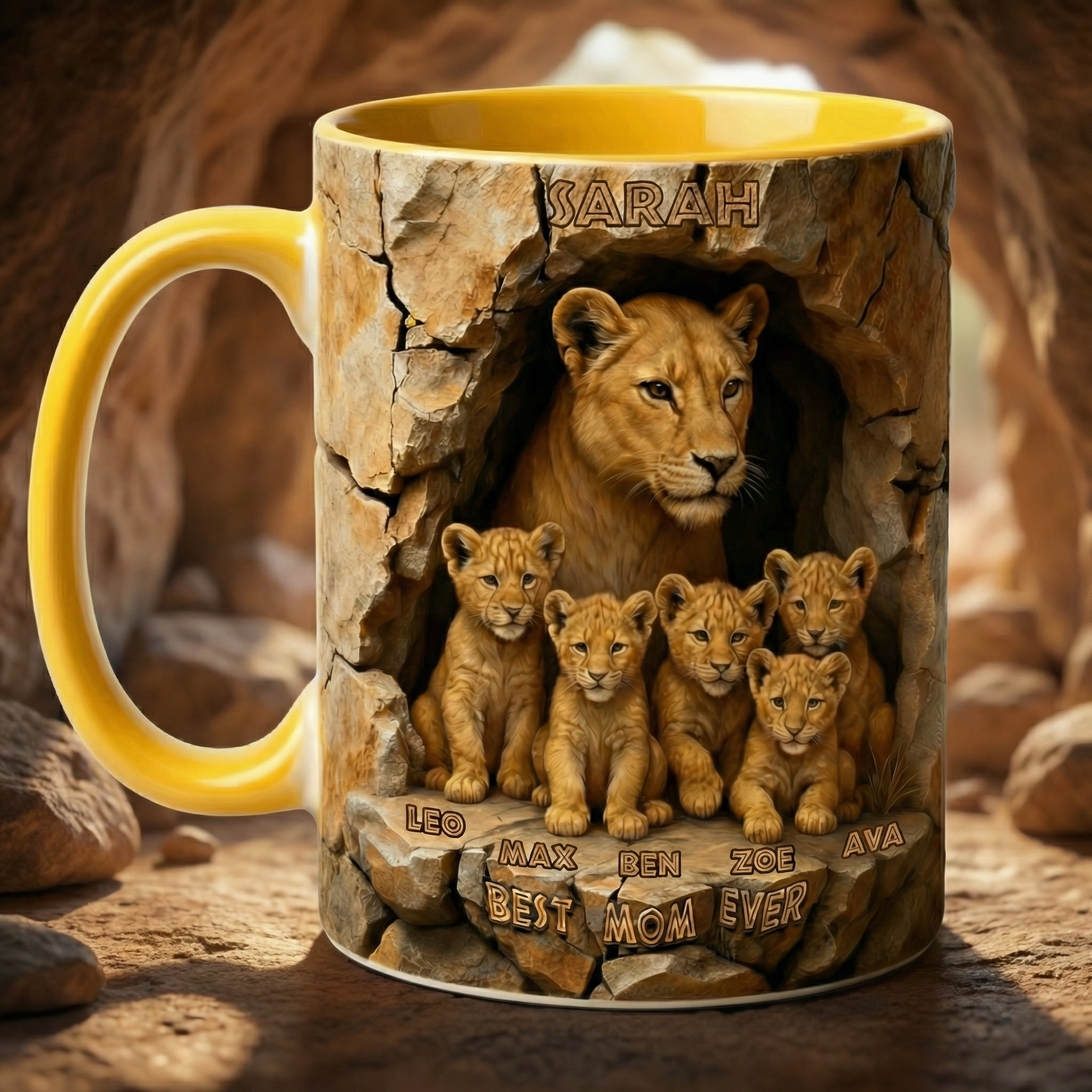 Custom Lion Mom Mug With Kids Names – Best Mom Ever Ceramic Mug, Gift For Mom