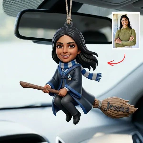 Personalized Car Hanging Ornament – Custom Photo Car Charm, Custom Face Hanging Decor, Gift for Him, Gift for Boyfriend, Cute Car Mirror Accessory