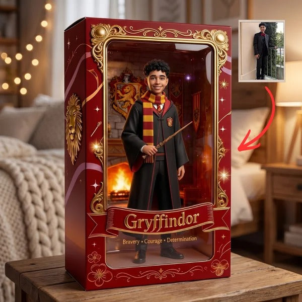Personalized Magic Academy Custom Photo Plaque – Green Wizard Style Portrait, Custom Fantasy Character Gift, Unique Gift for Her, Gothic Decor
