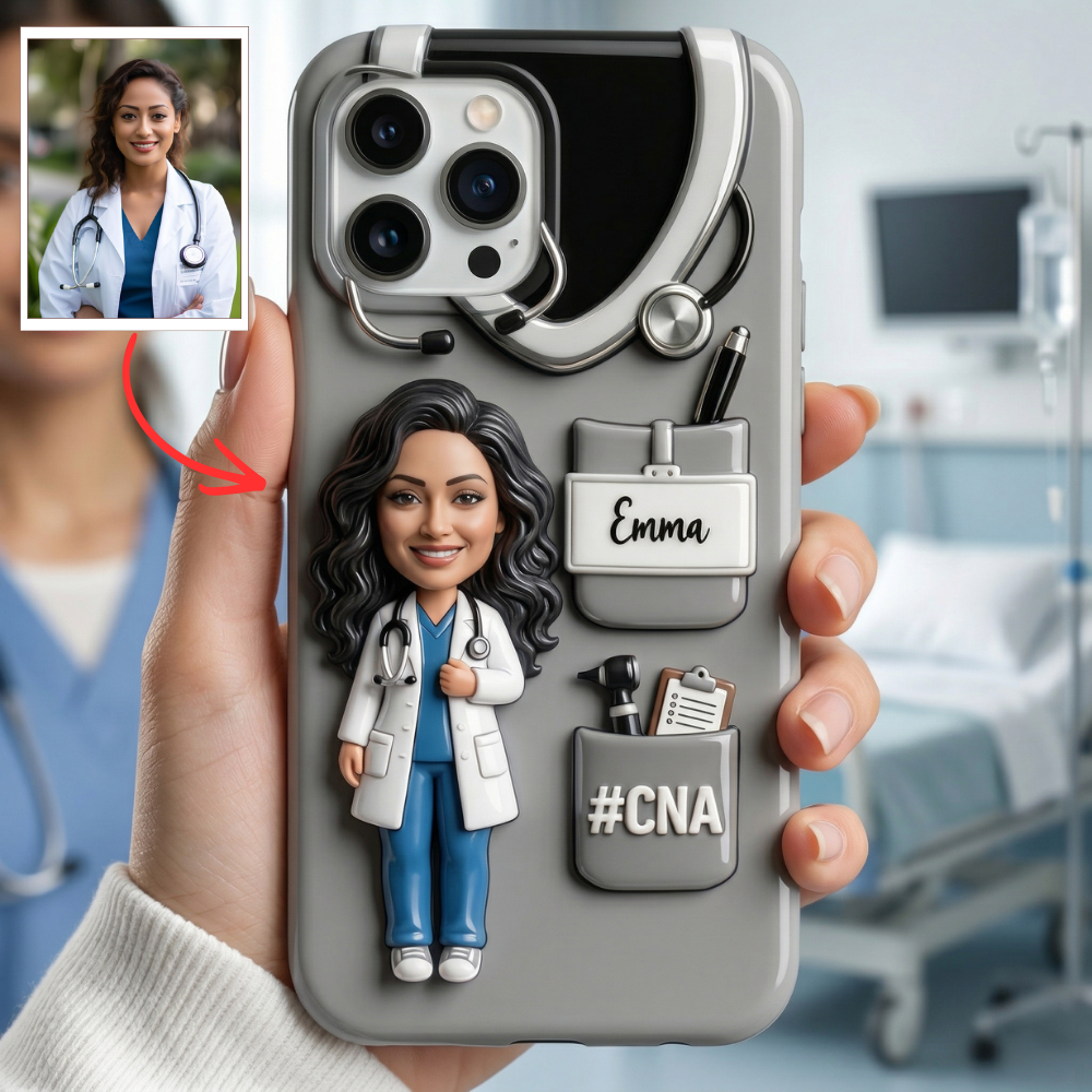 Personalized Nurse Phone Case with Photo – Custom Name Nurse Gift