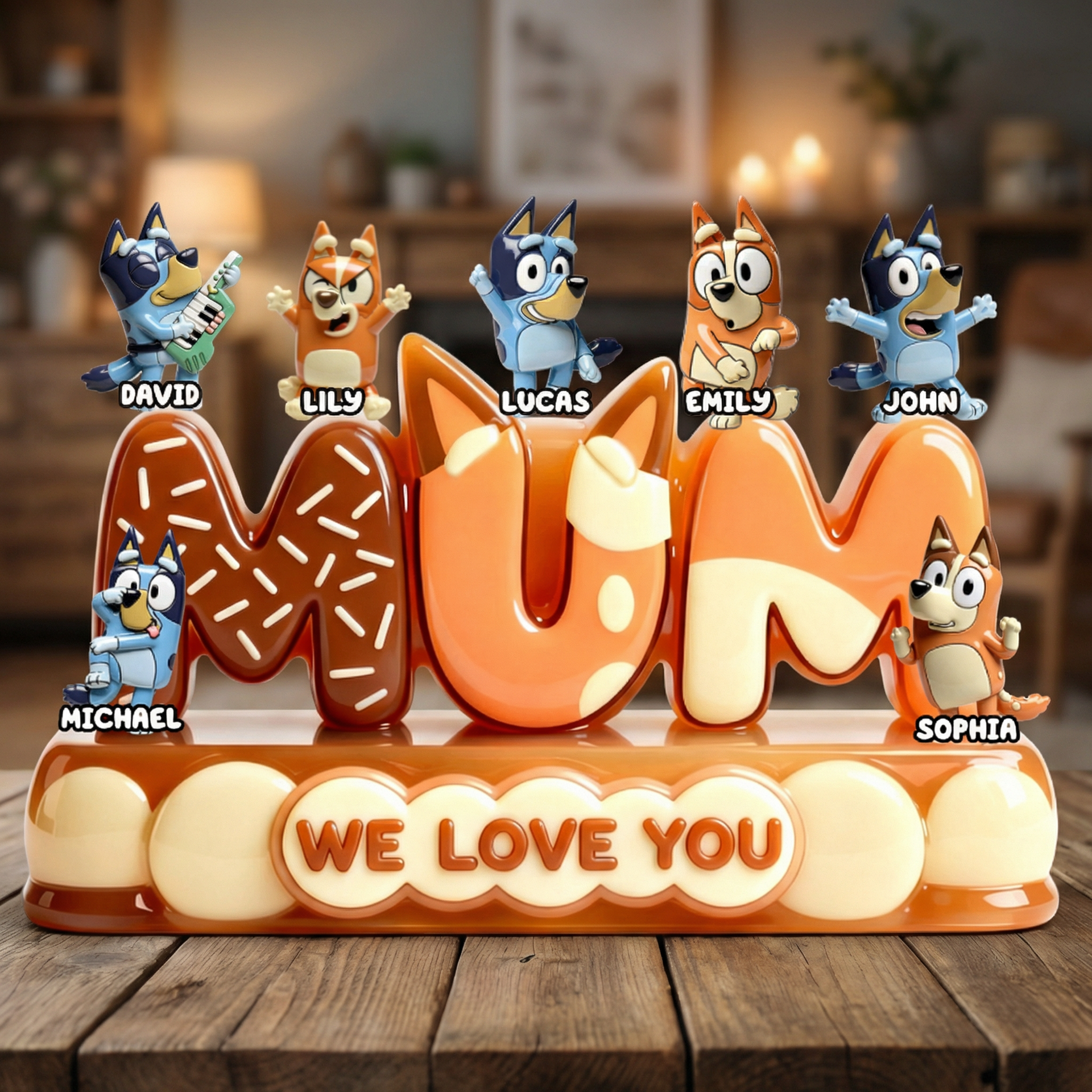 Personalized Mom & Kids Acrylic Plaque – Custom Family Characters Display – Gift For Mom