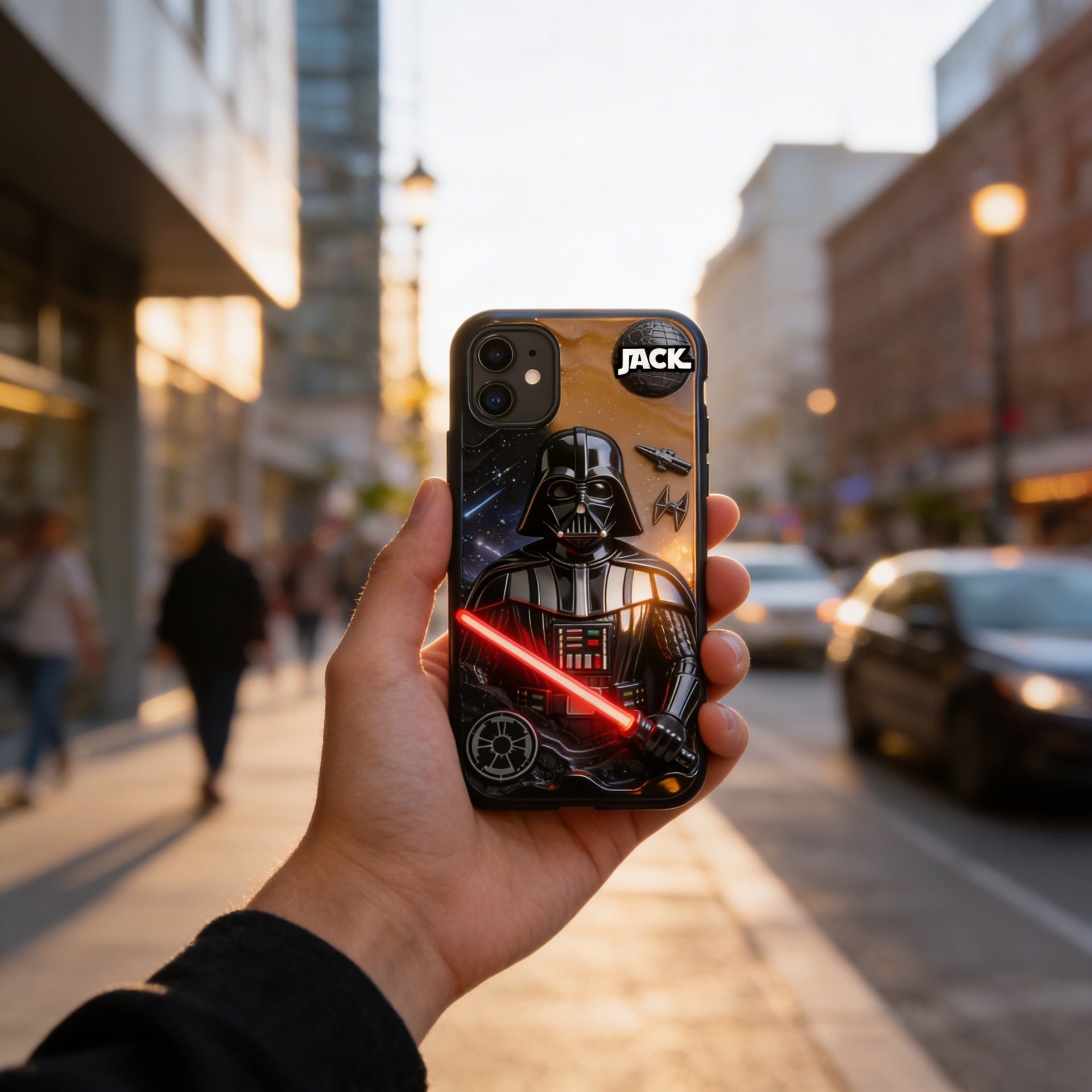 Personalized Phone Case with Custom Name – Dark Sci-Fi Character Style Design