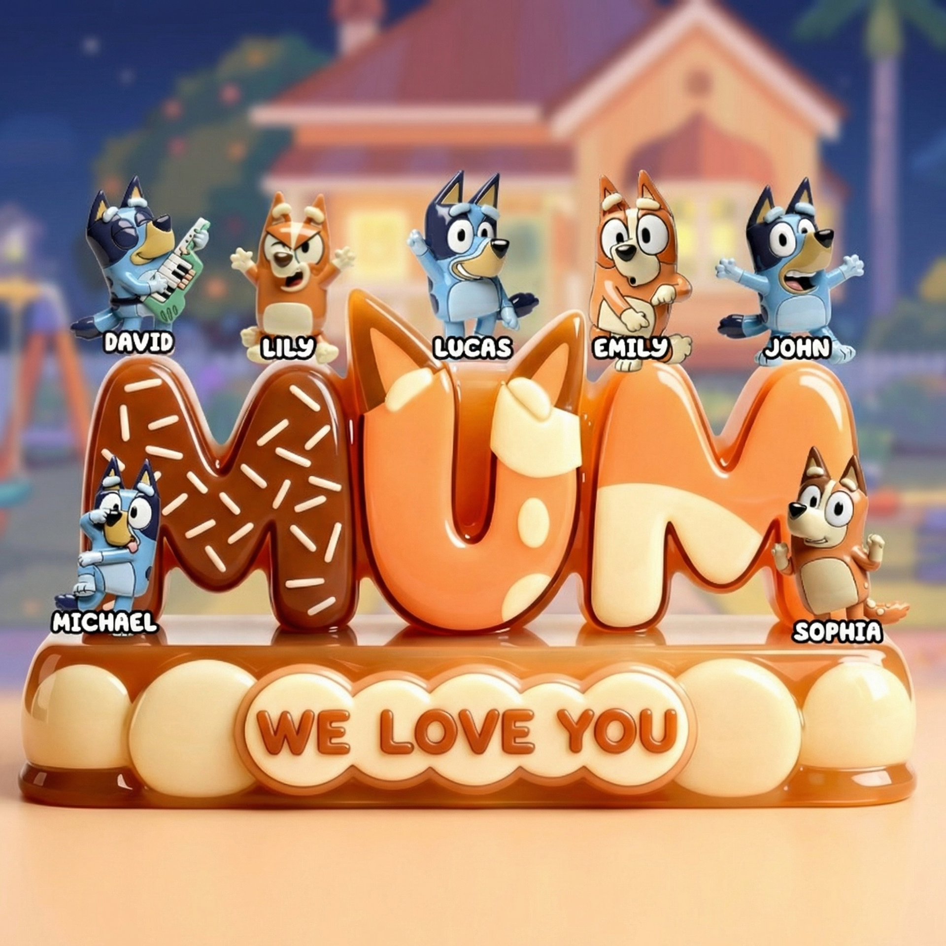 Personalized Mom & Kids Acrylic Plaque – Custom Family Characters Display – Gift For Mom