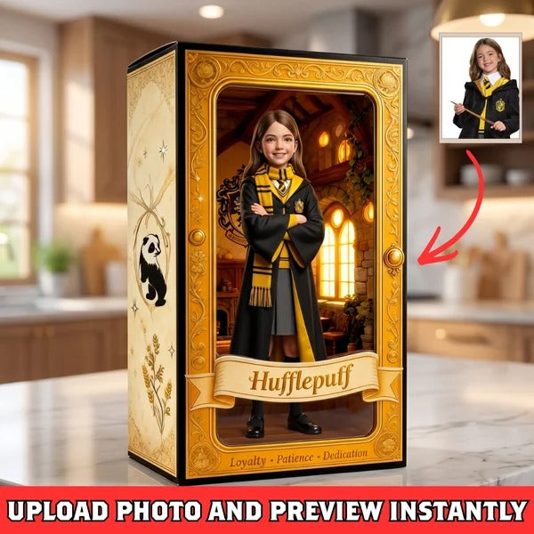 Personalized Magic Academy Custom Photo Plaque – Green Wizard Style Portrait, Custom Fantasy Character Gift, Unique Gift for Her, Gothic Decor