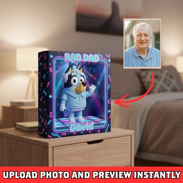 Personalized Rad Dad Plaque Custom Photo – Funny Neon Dad Gift, Custom Cartoon Portrait, Unique Father’s Day Gift, Gift for Dad