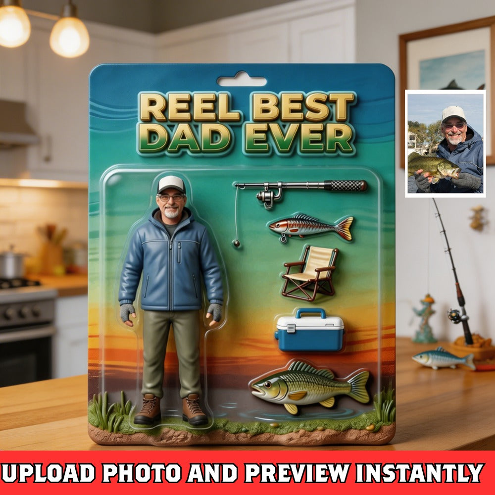 Personalized Fishing Dad Plaque Custom Photo – Reel Best Dad Ever Gift, Custom Fisherman Gift for Dad, Father’s Day Gift Fishing Lover
