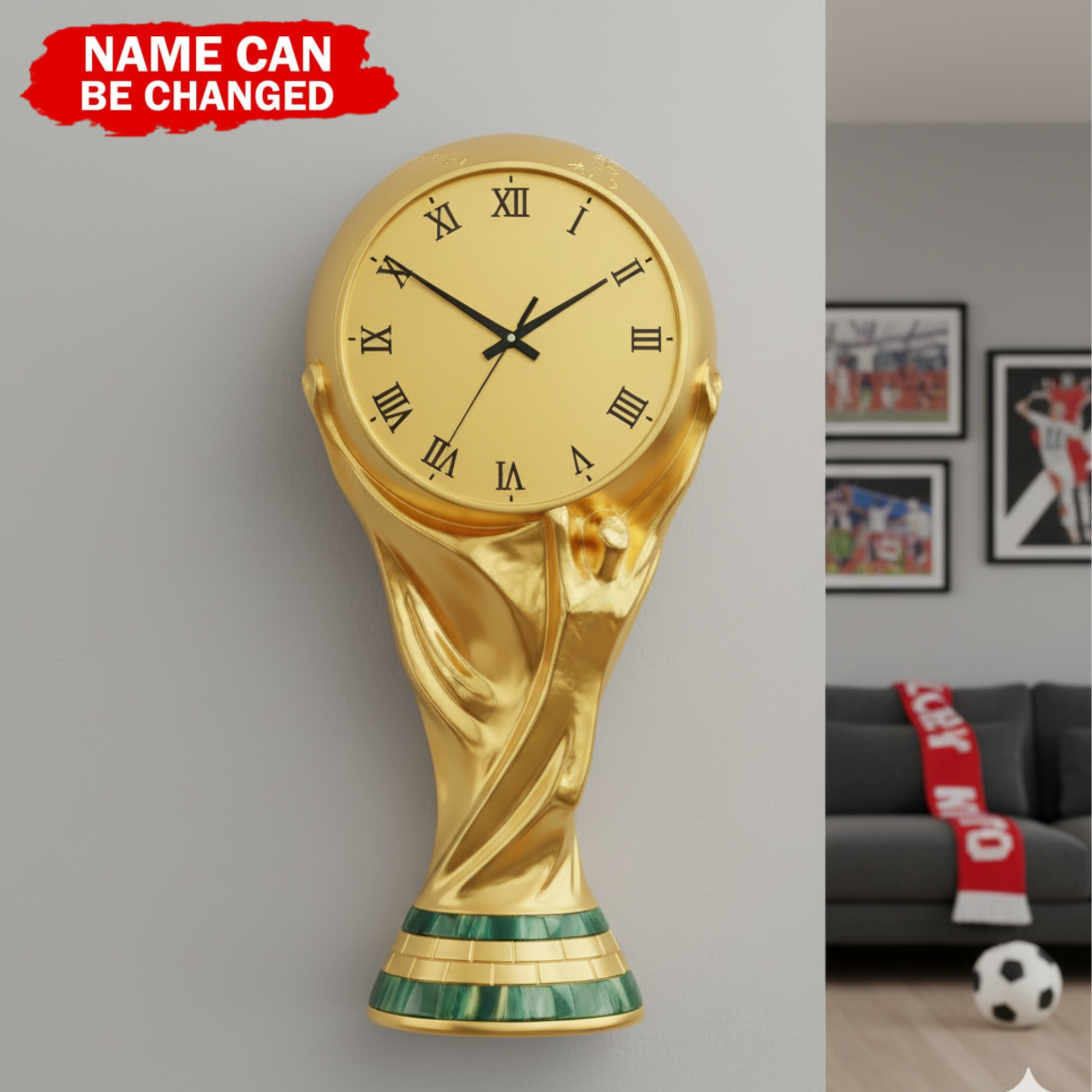 Soccer Cup Hanging Wall Clock - Personalized Gift for Sport Lovers HD090126