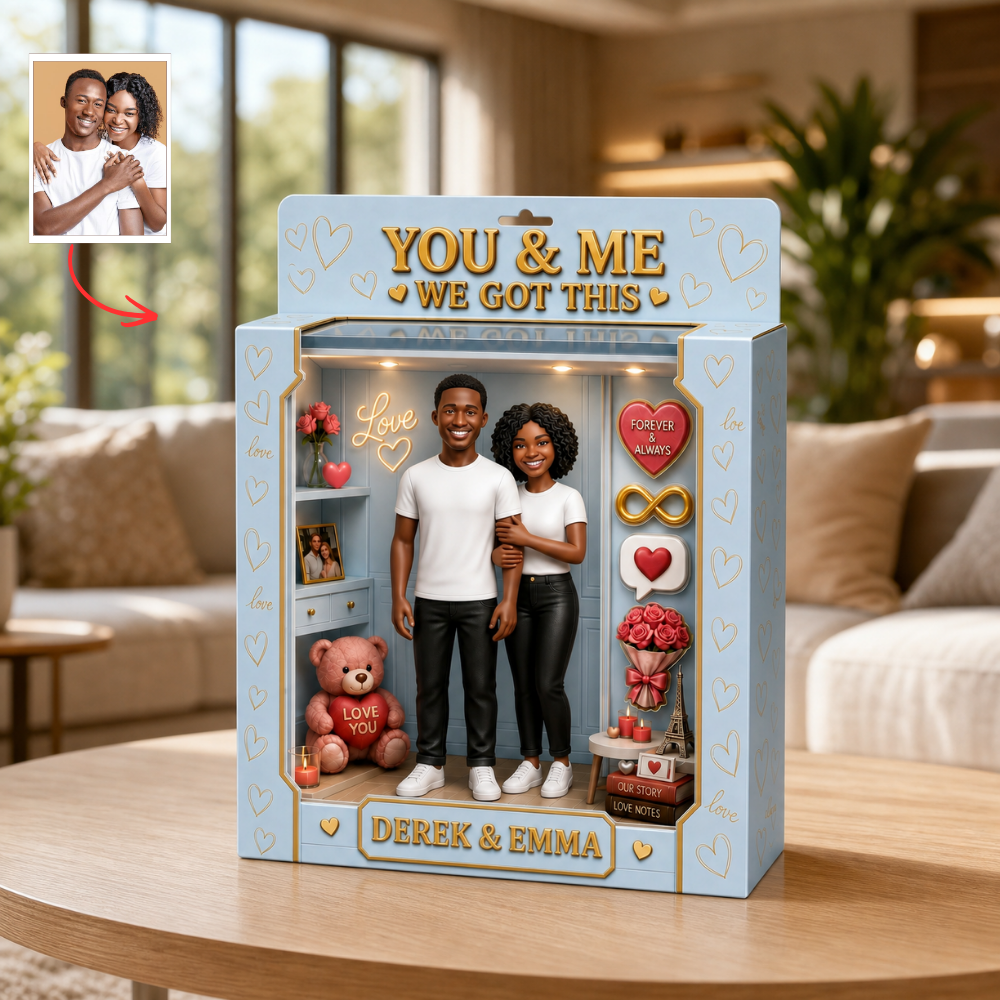 Personalized Romantic Couple Box Plaque - Custom Name Anniversary Keepsake Gift