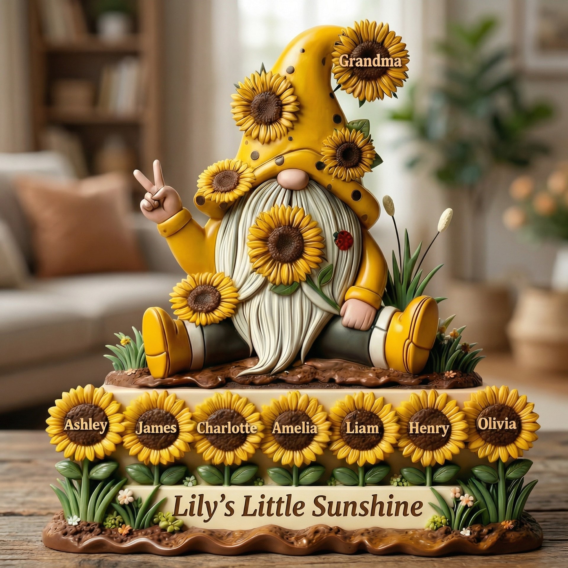 Personalized Grandma Sunflower Acrylic Plaque with Grandchildren Names Gift For Mom