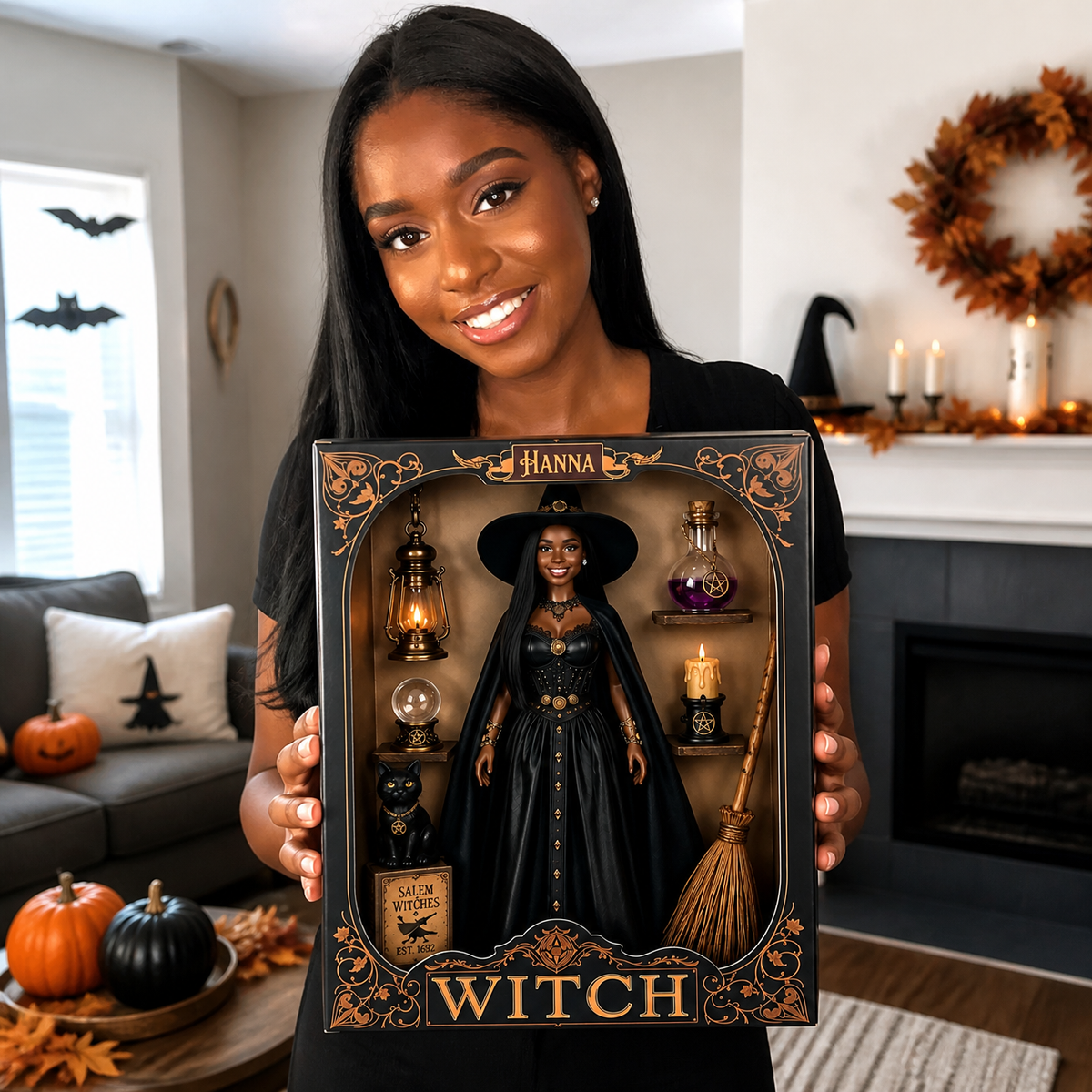 Custom Photo Name Witch Box Plaque, Personalized Witch Wall Decor, Gift for Witch Lovers and Fantasy Fans hn27082026