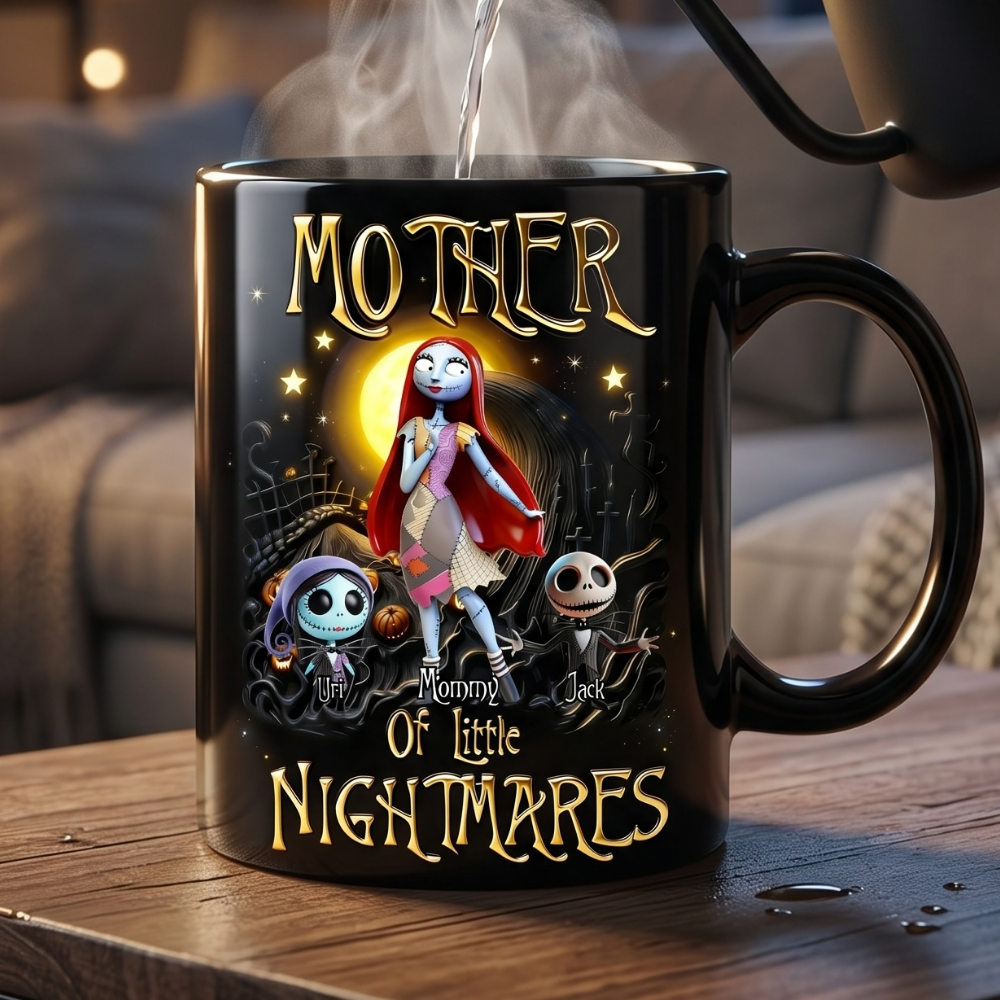 Personalized Gothic Mom Heat Changing Mug – Custom Halloween Style Coffee Mug, Color Changing Mug Gift for Mom, Unique Spooky Mom Gift