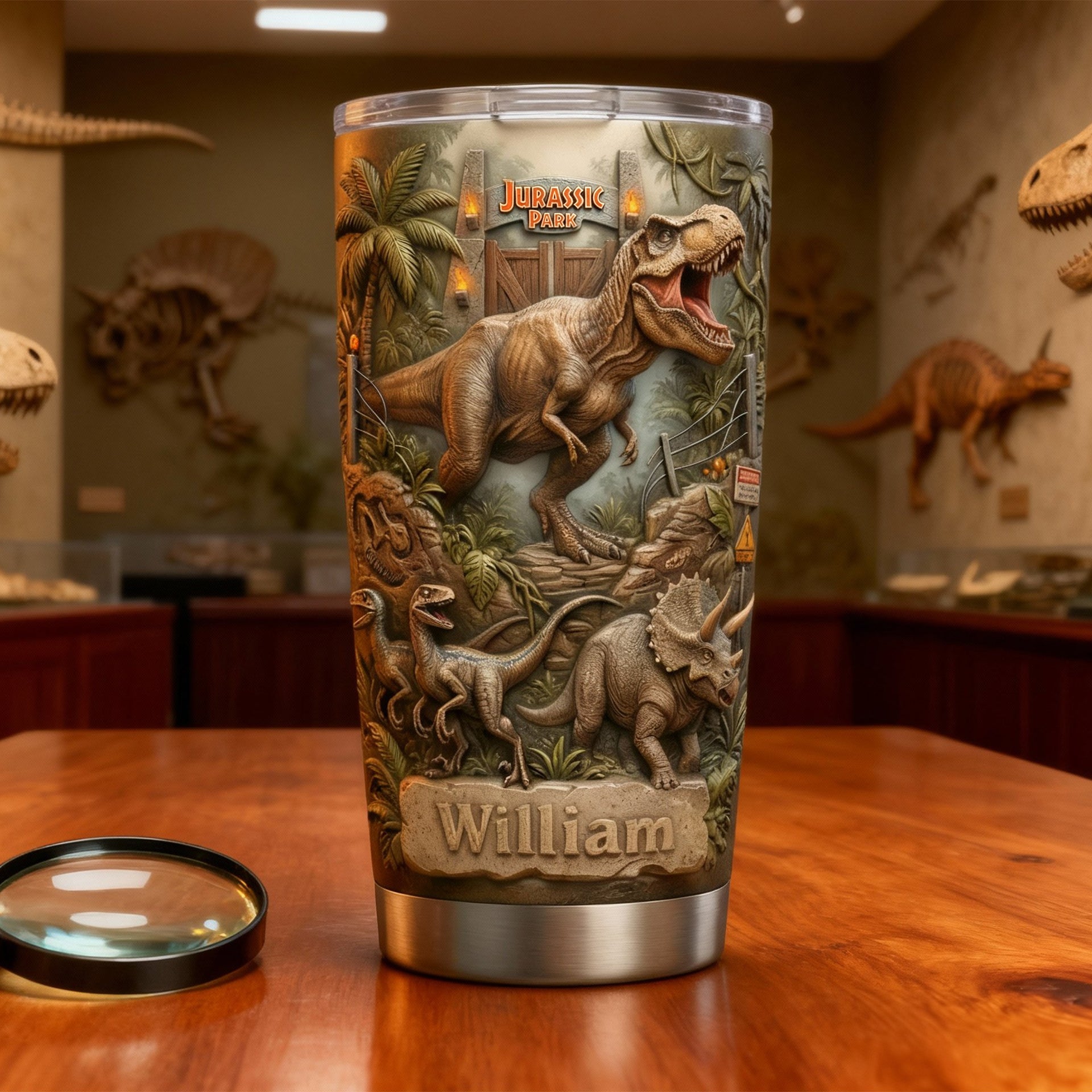 Personalized Dinosaur Fan Lover Tumbler – Prehistoric Style Gift for Dinosaur Fans