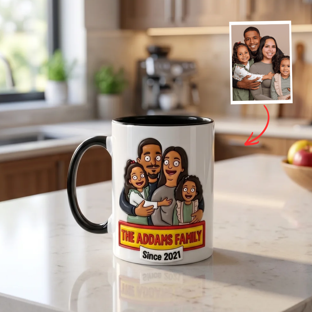 Custom Family Mug, Personalized Cartoon Family Portrait Mug, Custom Name Mug, Family Gift, Gift for Mom, Dad, Anniversary Gift