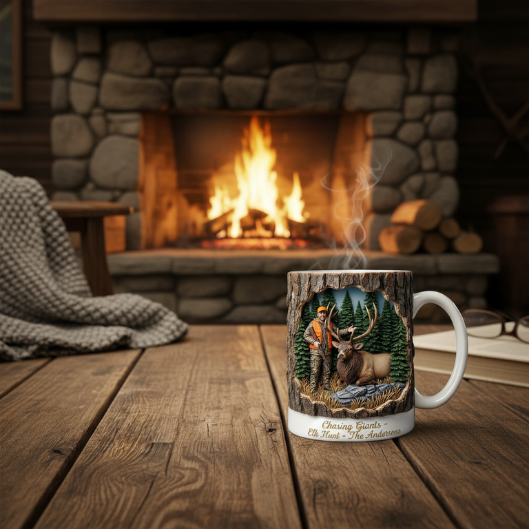 Personalized 3D Elk Hunting Mug - Custom Photo Hunter Gift