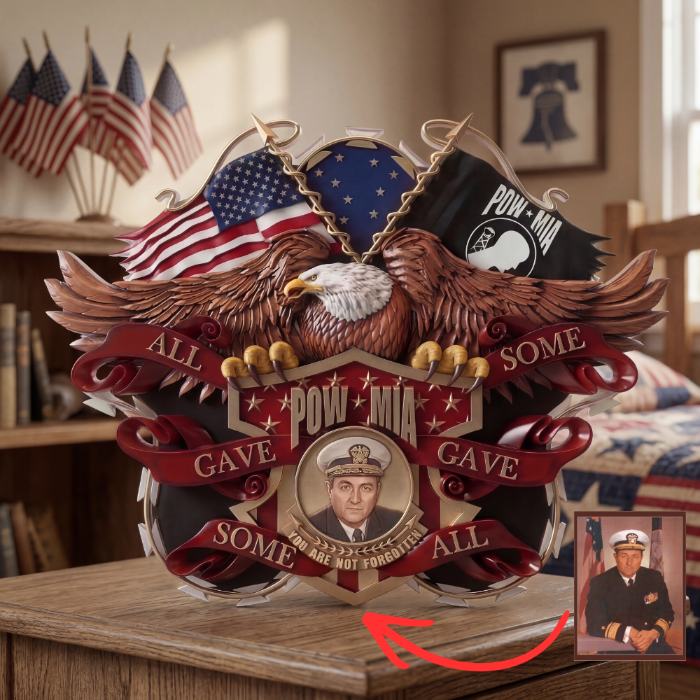 Custom Photo Military Memorial Plaque – POW MIA Veteran Tribute Gift,  Gift for Veteran Family