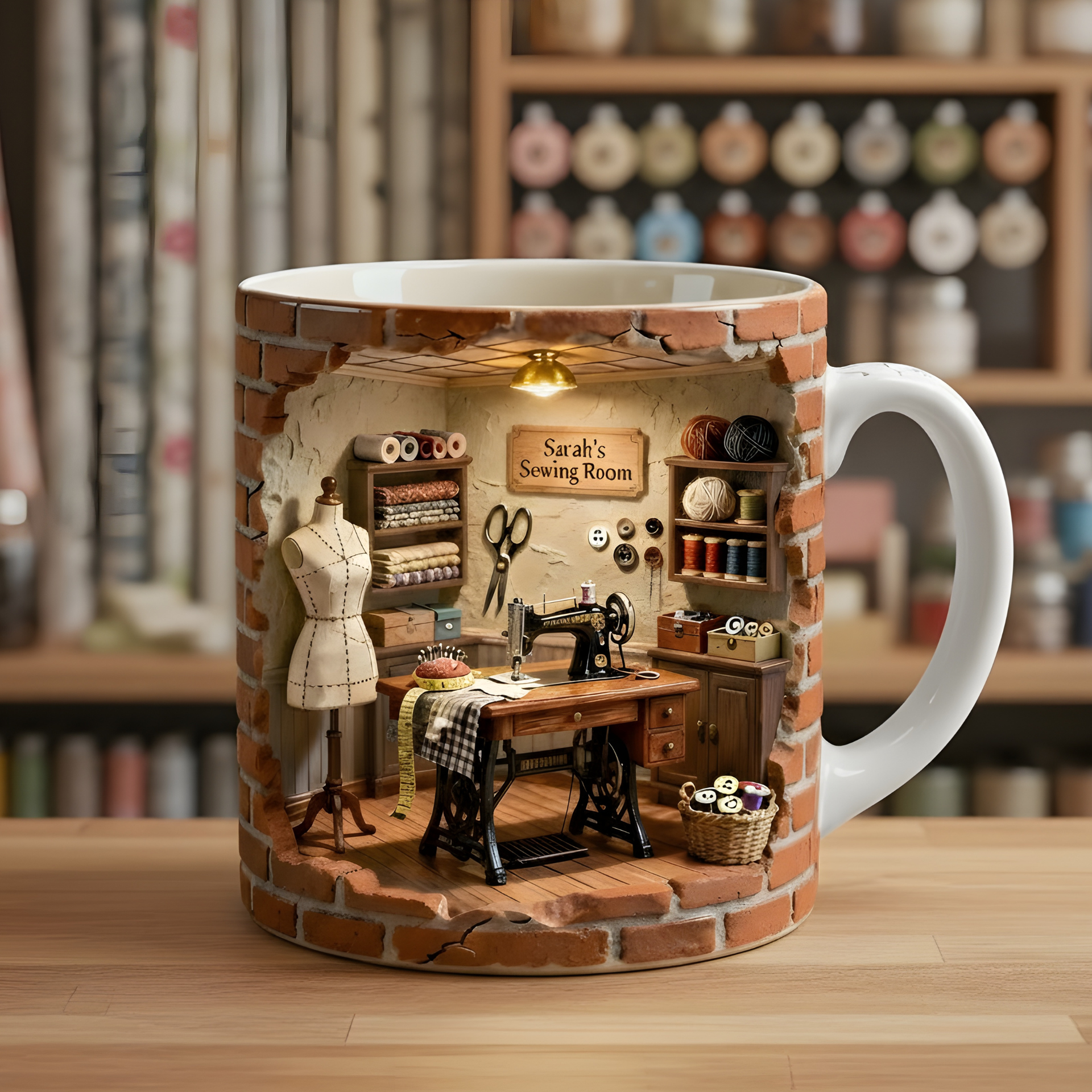 Sewing Fan Lover Custom Name Mug – Unique Gift for Tailor & Sewing Fans