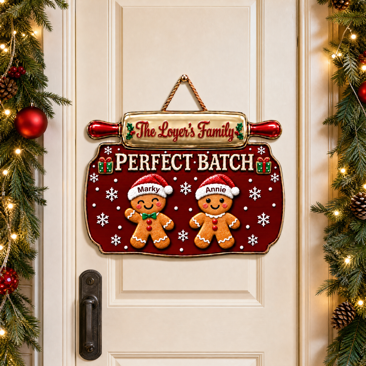 Custom Christmas Door Hanger With Family Names, Personalized Holiday Door Decor, Gift for Families and Loved Ones