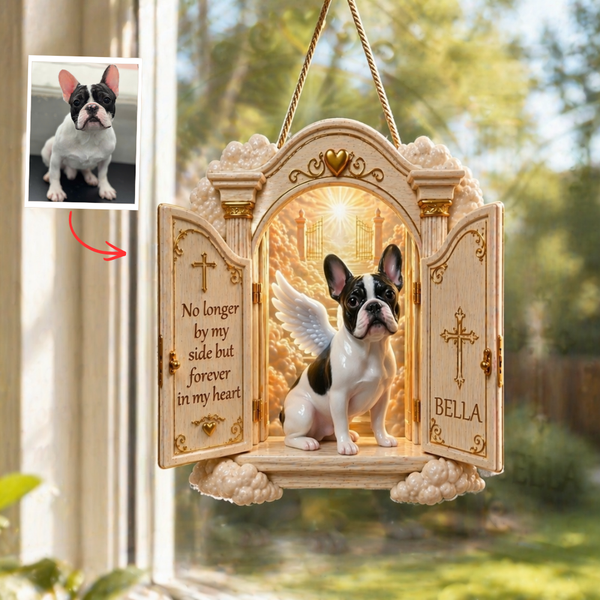 Custom Pet Memorial Door Hanging – Personalized Dog Loss Gift, Custom Photo Pet Memorial Plaque, Sympathy Gift for Pet Lover, Rainbow Bridge Pet Keepsake