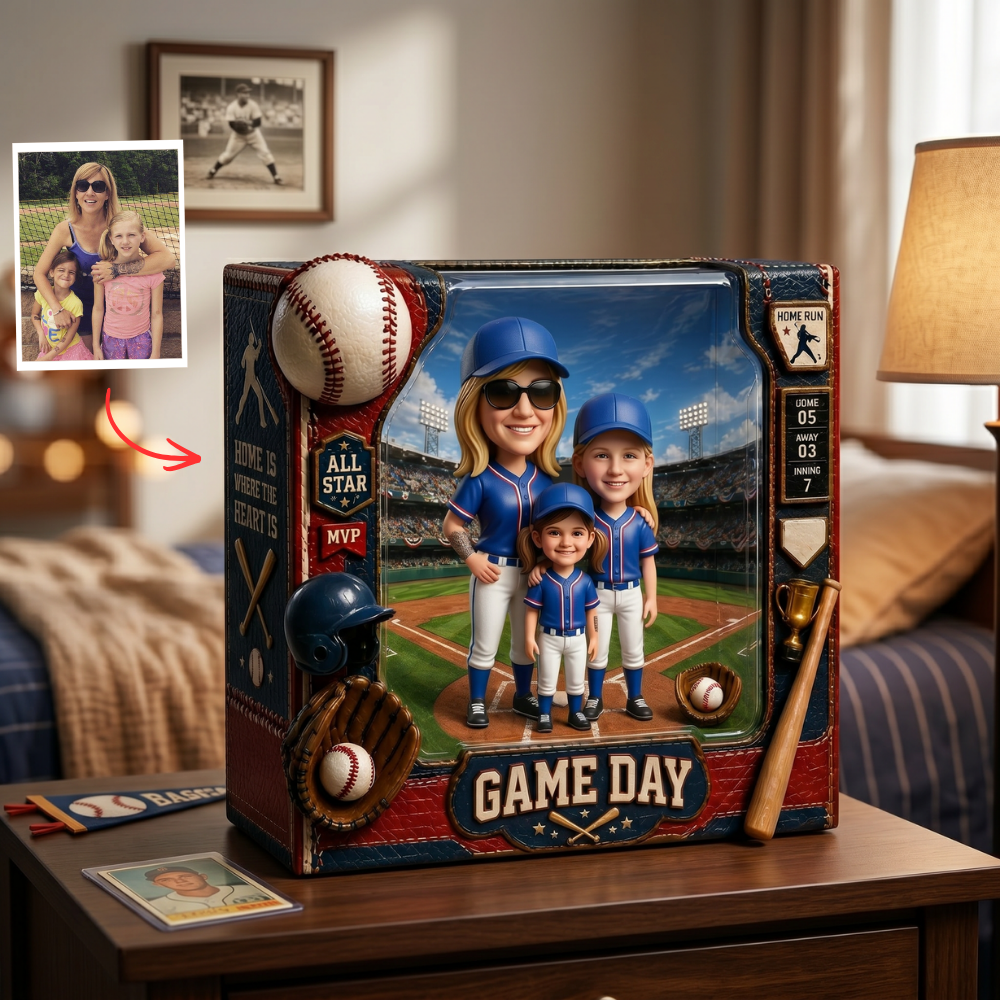 Custom Baseball Mom Photo Plaque – Personalized Gift for Mom, Baseball Mom Keepsake, Custom Photo Gift, Sports Mom Decor, Best Mom Ever Gift