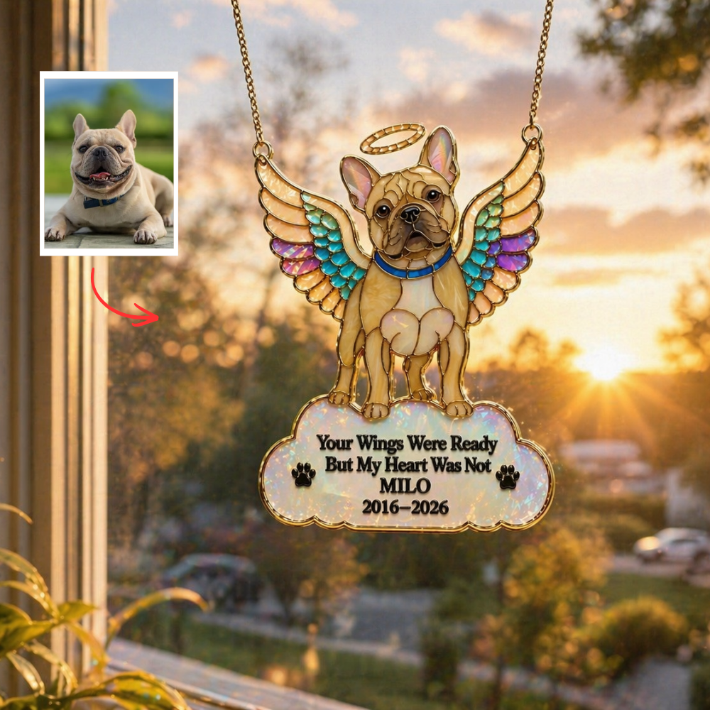 Custom Pet Memorial Suncatcher – Personalized Dog Loss Gift, Custom Photo Pet Angel Ornament, Rainbow Bridge Pet Keepsake, Sympathy Gift for Pet Lover
