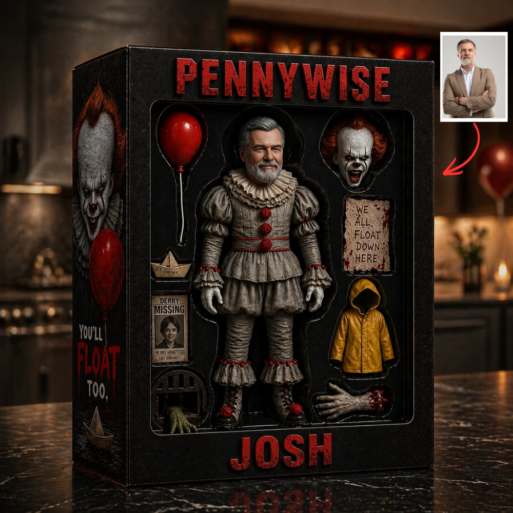 Custom Horror Photo Plaque – Personalized Terrifier Clown Gift, Custom Face Horror Figure, Halloween Gift for Horror Fans, Unique Creepy Gift