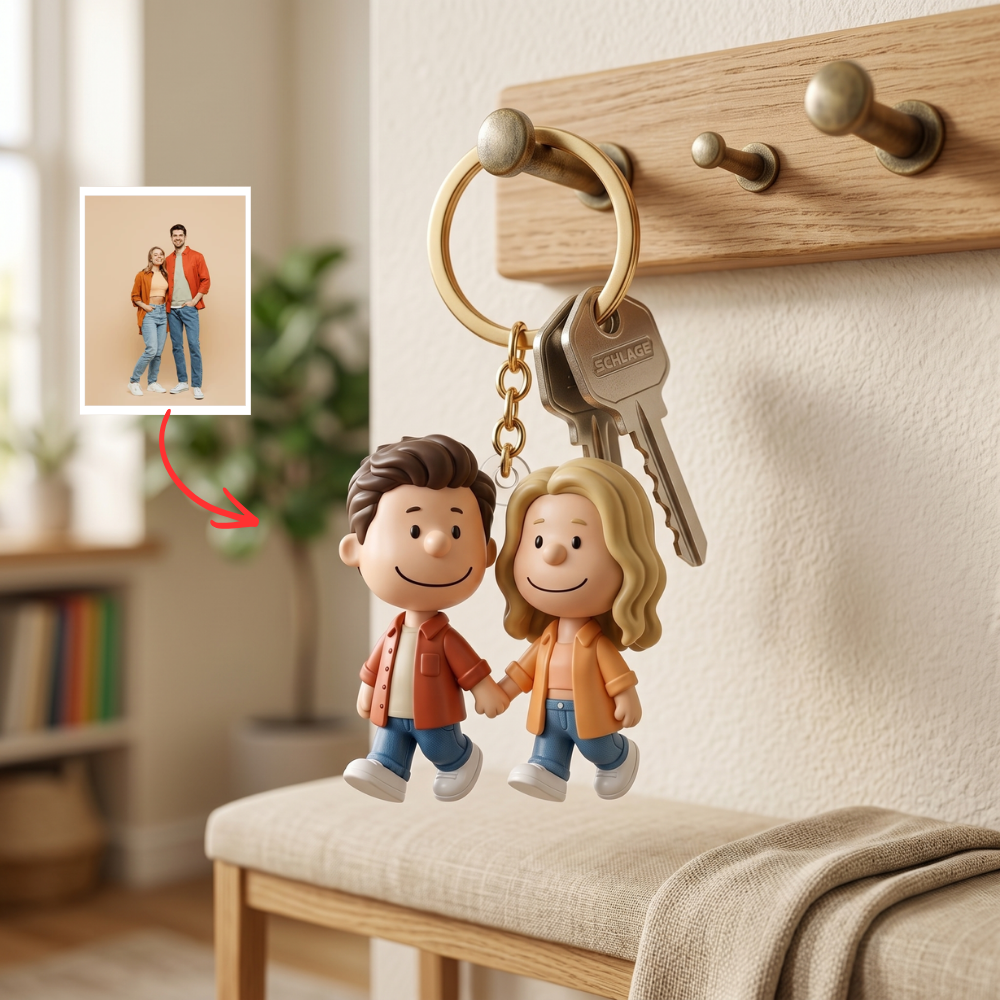 Customizable Couple Keychains Custom Couple Keychain – Personalized Photo Keychain, Cute Couple Gift