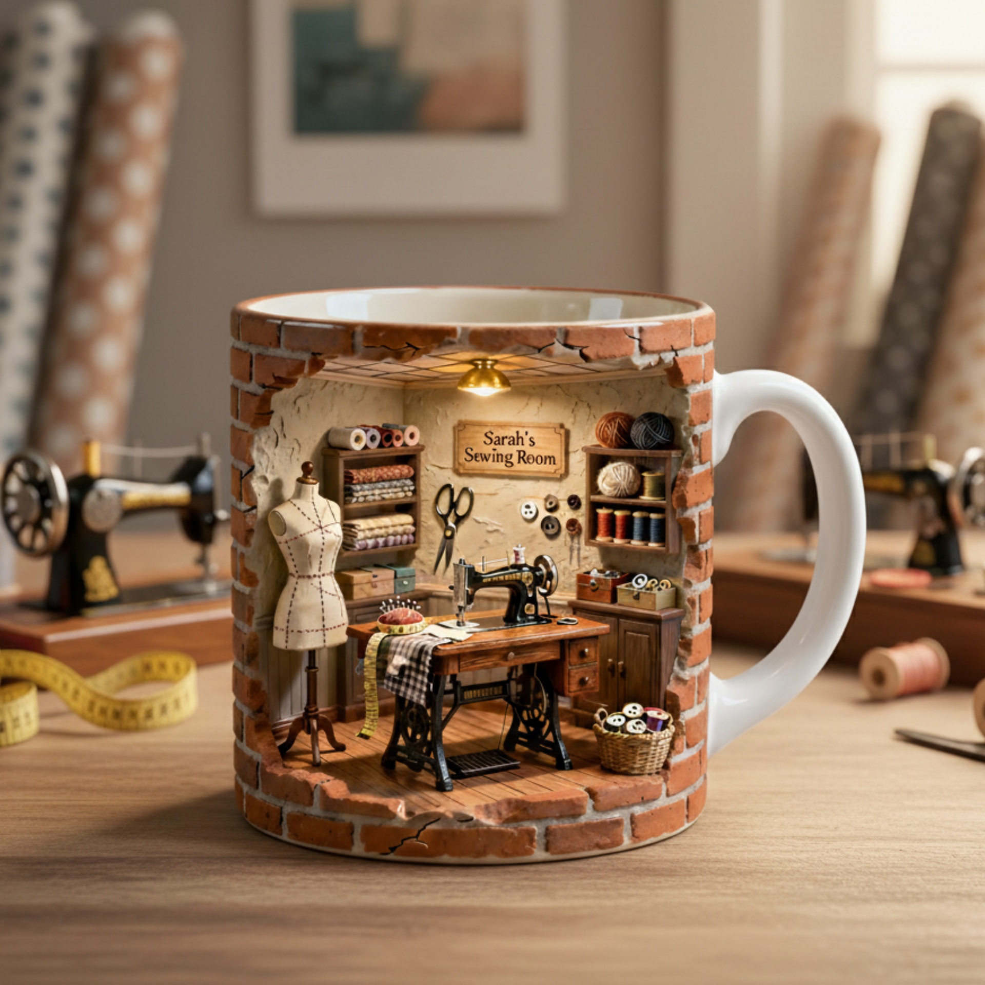Sewing Fan Lover Custom Name Mug – Unique Gift for Tailor & Sewing Fans