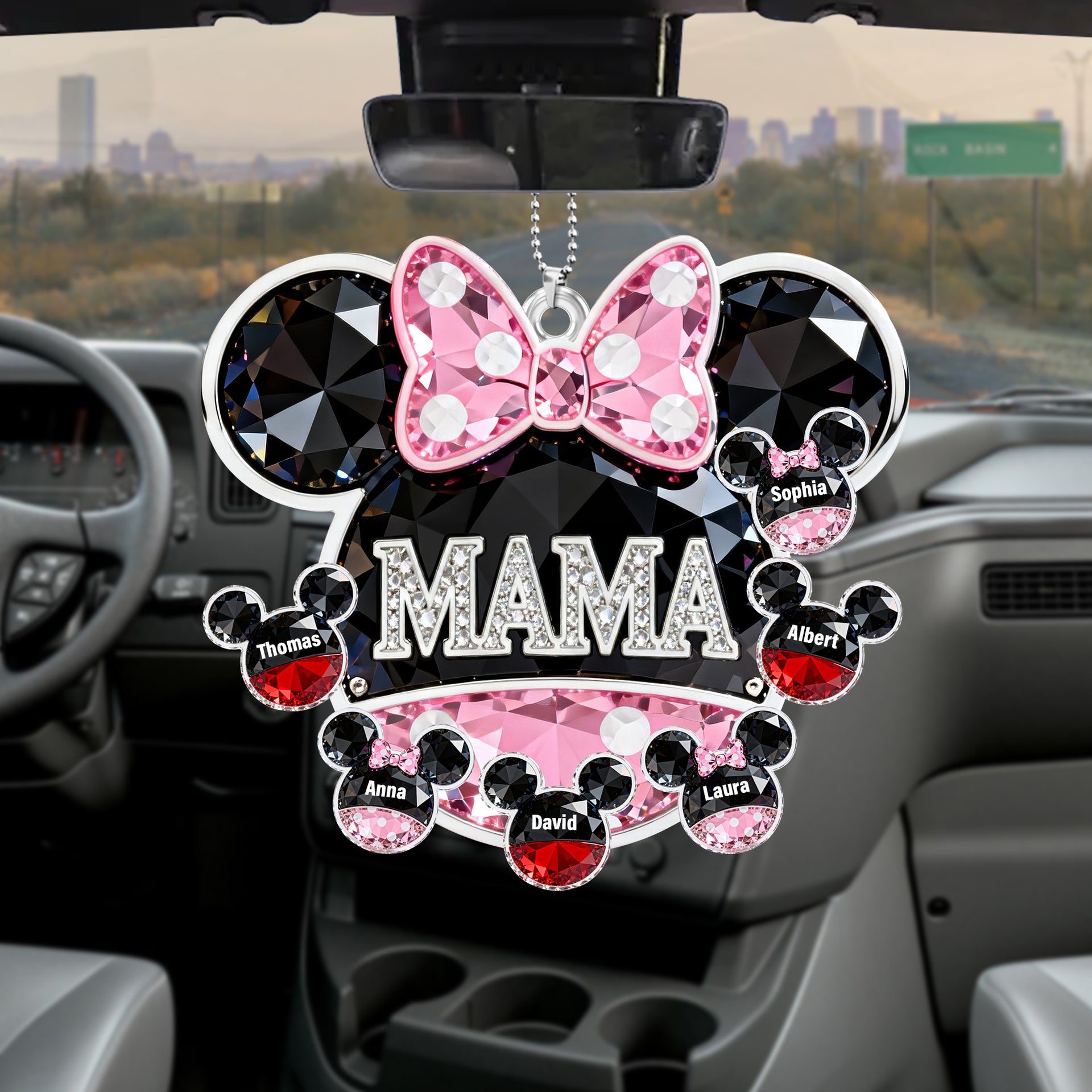 Personalized Gifts For Mom Car Hanging Acrylic Plaque - Mama mouse