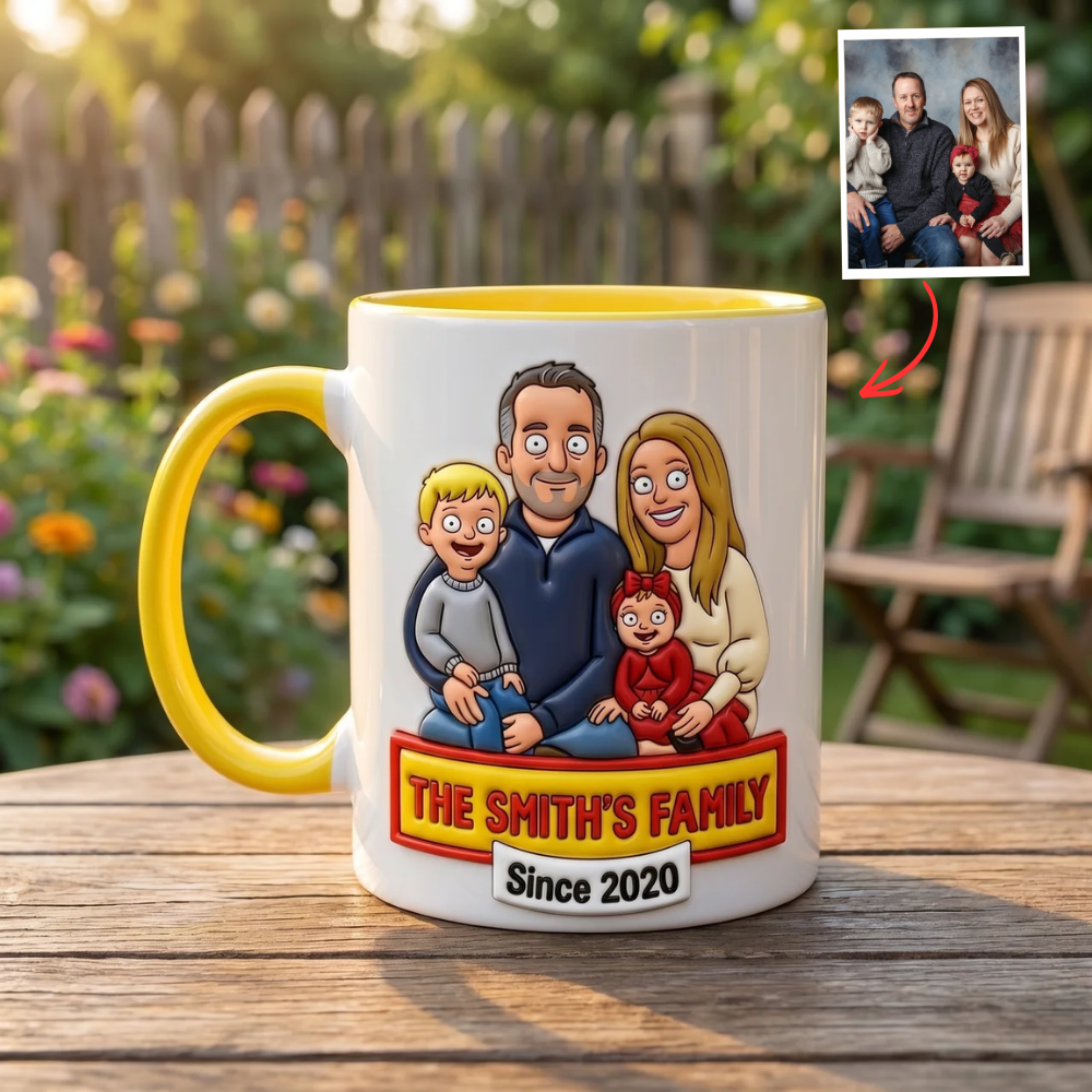 Custom Family Mug, Personalized Cartoon Family Portrait Mug, Custom Name Mug, Family Gift, Gift for Mom, Dad, Anniversary Gift