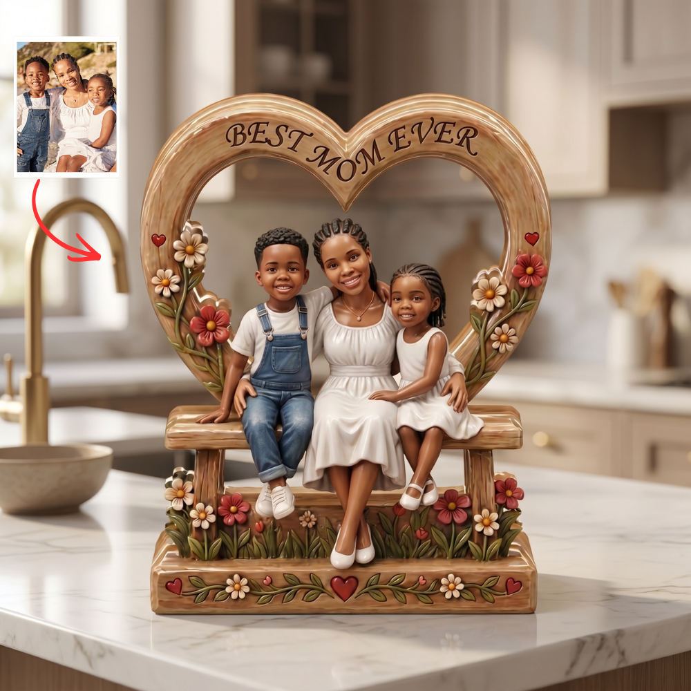 Custom Mom Plaque – Personalized Photo Gift for Mom, Family Love Plaque, Mother’s Day Gift, Gift from Kids, Custom Cartoon Mom Keepsake
