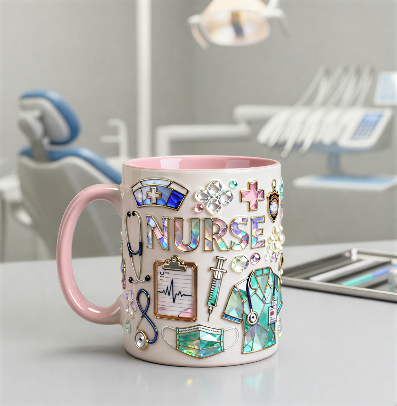 Personalized Nurse Mug – Stained Glass Nursing Coffee Mug, Nurse Appreciation Gift